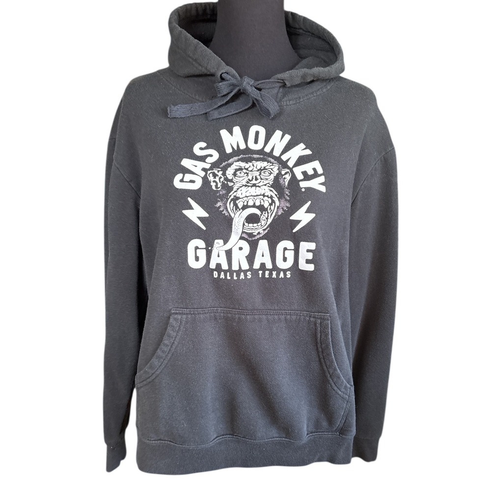 Gas Monkey Garage Black Hoodie, Size Large, Dallas, Texas, Blood, Sweat & Beers